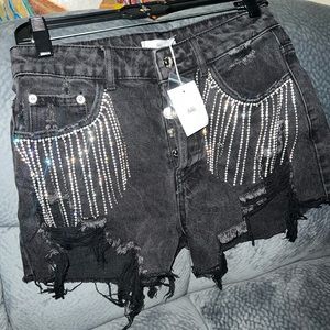 Adika dangling bling distressed hot shorts size M